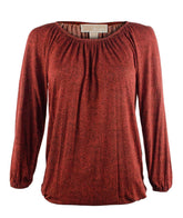 Women's Scoop Neck Printed 3/4 Sleeve Top Red Blaze